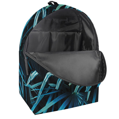 Turquoise Tropical Leaves Print Backpack