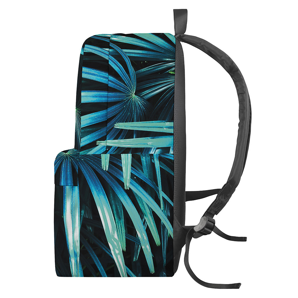 Turquoise Tropical Leaves Print Backpack