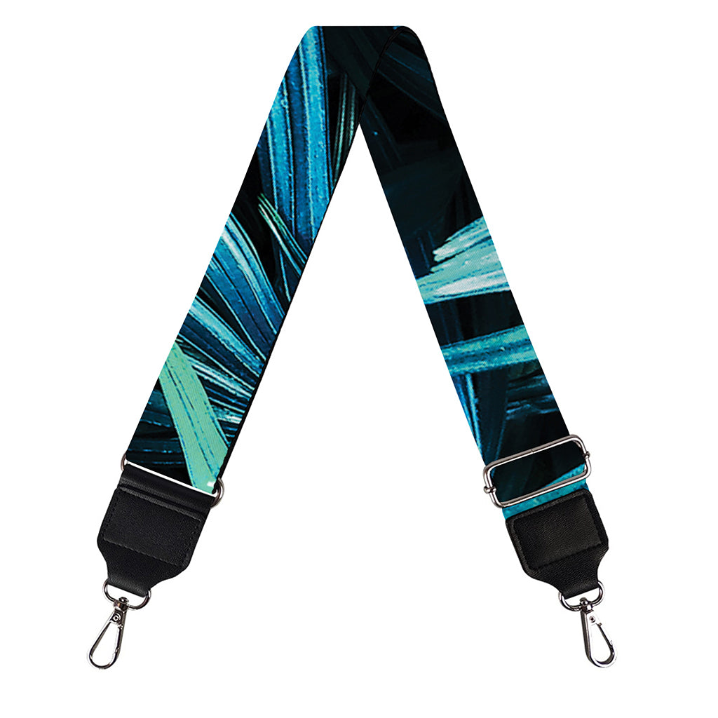 Turquoise Tropical Leaves Print Bag Strap