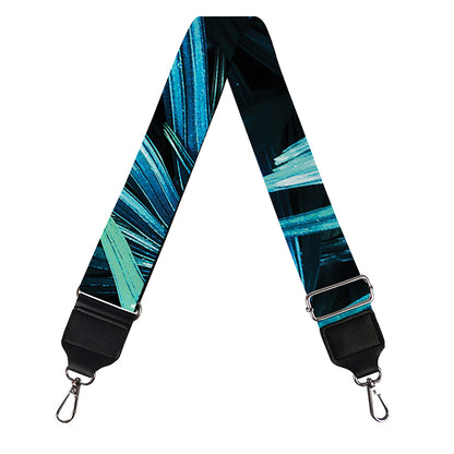 Turquoise Tropical Leaves Print Bag Strap