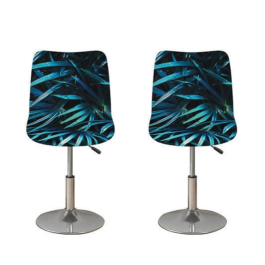 Turquoise Tropical Leaves Print Bar Stool Covers