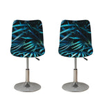 Turquoise Tropical Leaves Print Bar Stool Covers
