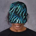 Turquoise Tropical Leaves Print Baseball Cap