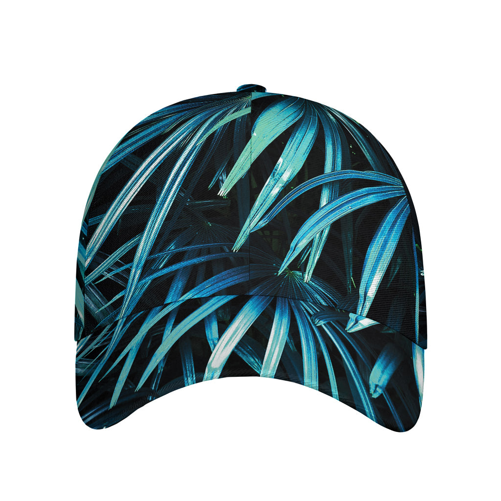 Turquoise Tropical Leaves Print Baseball Cap