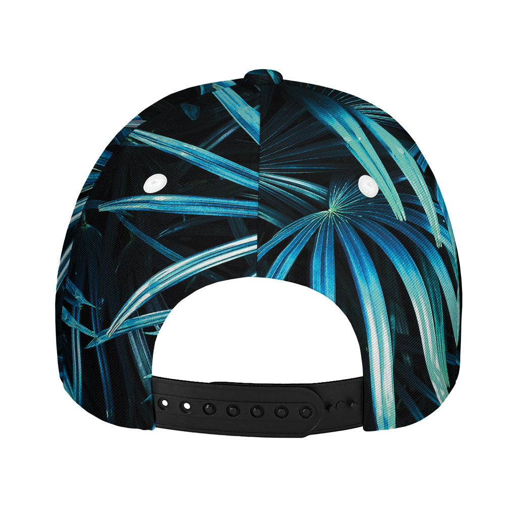 Turquoise Tropical Leaves Print Baseball Cap