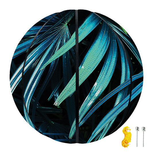 Turquoise Tropical Leaves Print Basketball