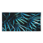 Turquoise Tropical Leaves Print Beach Towel