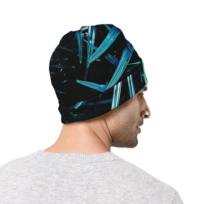 Turquoise Tropical Leaves Print Beanie