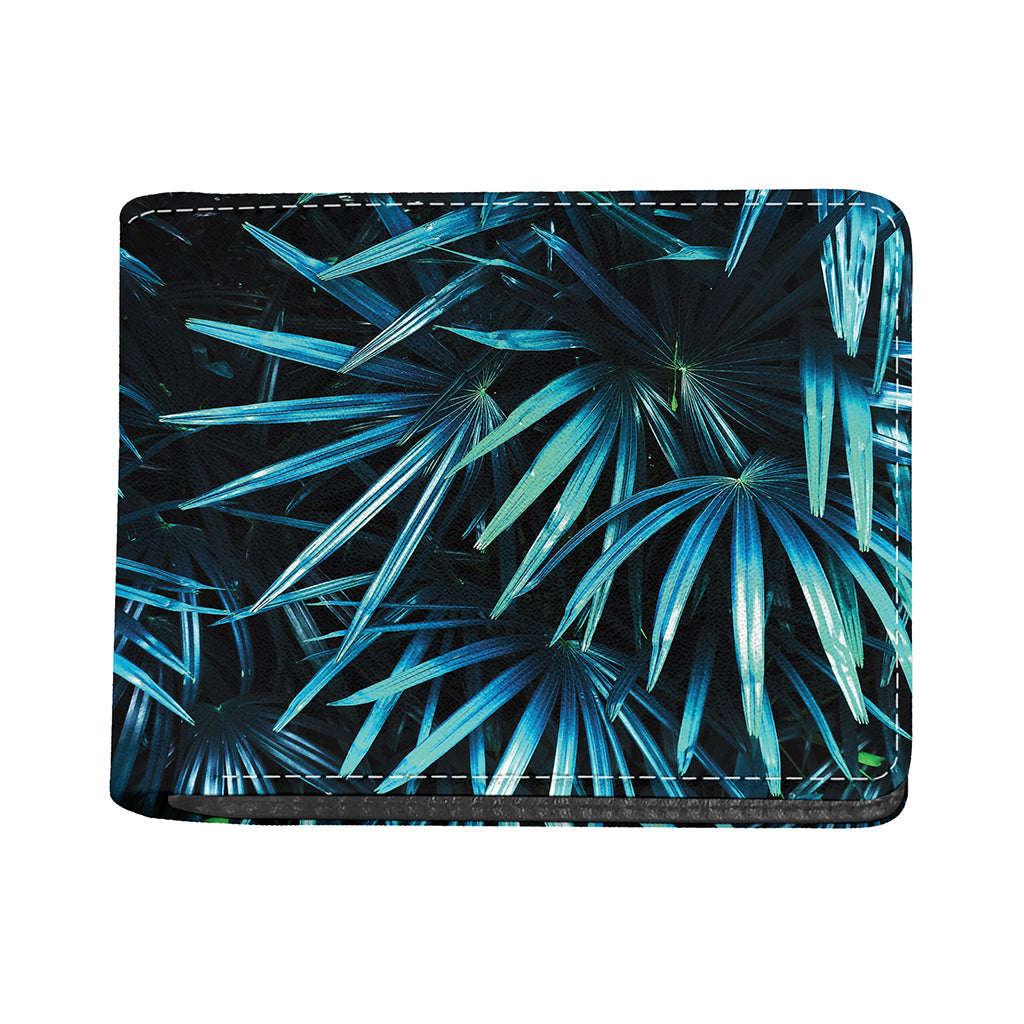 Turquoise Tropical Leaves Print Bifold Wallet