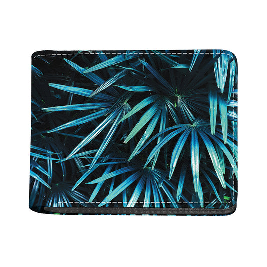 Turquoise Tropical Leaves Print Bifold Wallet