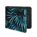 Turquoise Tropical Leaves Print Bifold Wallet