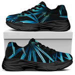Turquoise Tropical Leaves Print Black Chunky Shoes