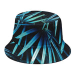 Turquoise Tropical Leaves Print Bucket Hat