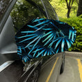 Turquoise Tropical Leaves Print Car Side Mirror Covers