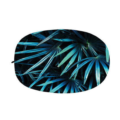 Turquoise Tropical Leaves Print Car Side Mirror Covers
