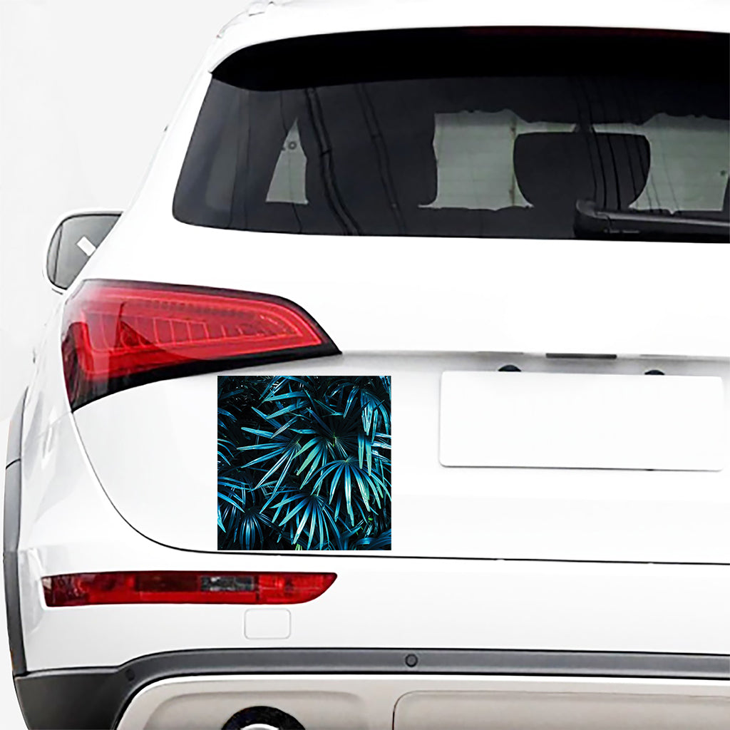 Turquoise Tropical Leaves Print Car Sticker