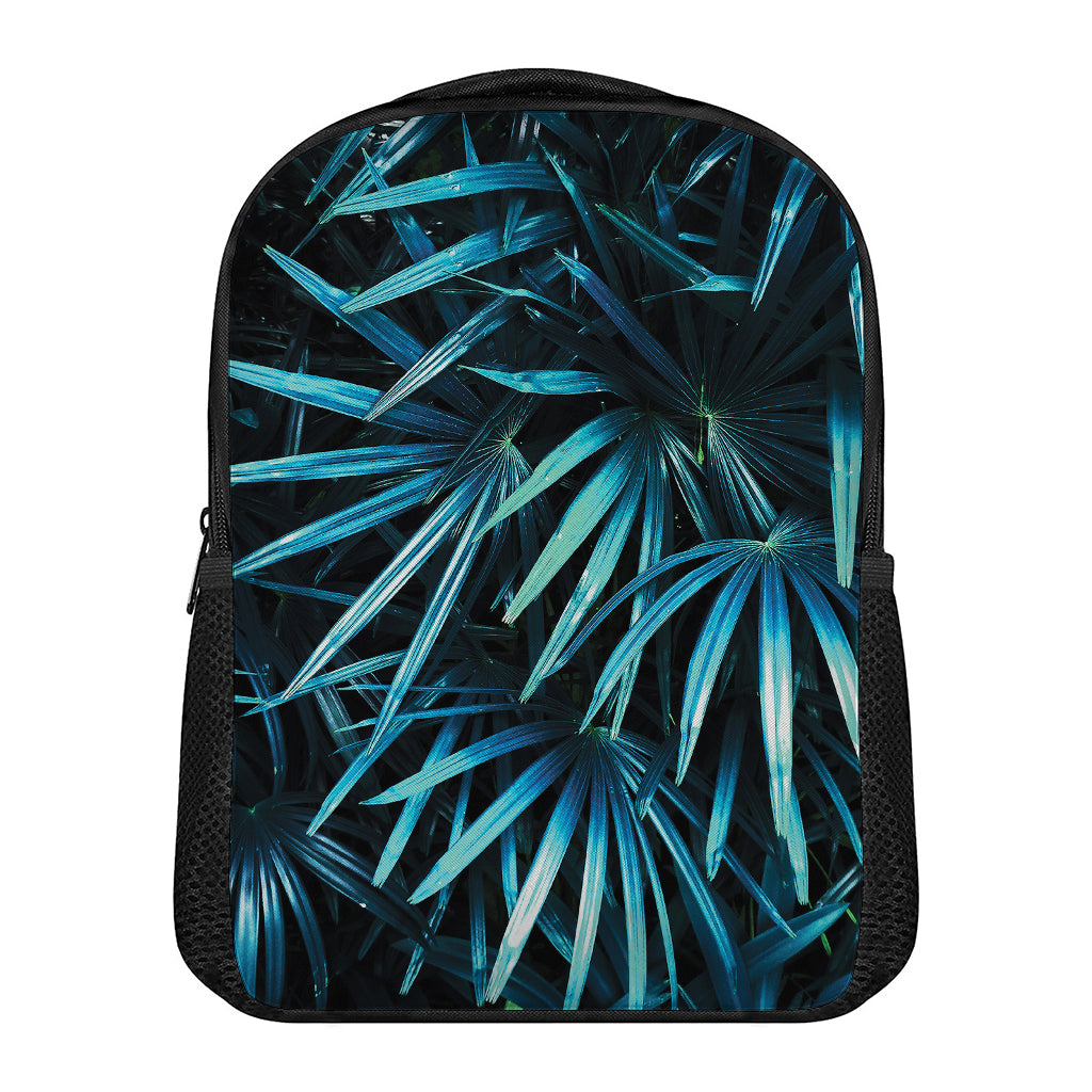 Turquoise Tropical Leaves Print Casual Backpack