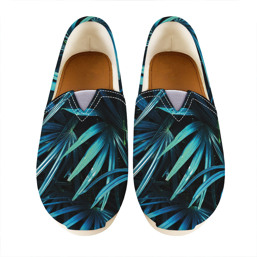 Turquoise Tropical Leaves Print Casual Shoes