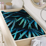 Turquoise Tropical Leaves Print Changing Pad Cover