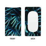Turquoise Tropical Leaves Print Changing Pad Cover