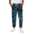 Turquoise Tropical Leaves Print Cotton Sweatpants