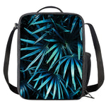 Turquoise Tropical Leaves Print Crossbody Lunch Bag