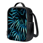 Turquoise Tropical Leaves Print Crossbody Lunch Bag