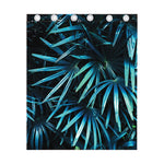 Turquoise Tropical Leaves Print Curtain