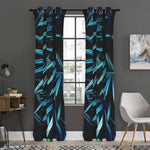 Turquoise Tropical Leaves Print Curtain