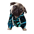 Turquoise Tropical Leaves Print Dog Zip Up Hoodie