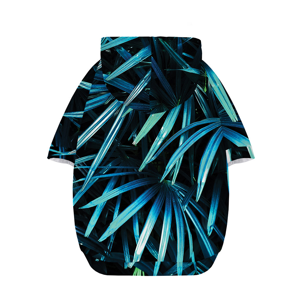Turquoise Tropical Leaves Print Dog Zip Up Hoodie