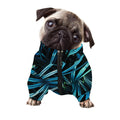 Turquoise Tropical Leaves Print Dog Zip Up Jacket