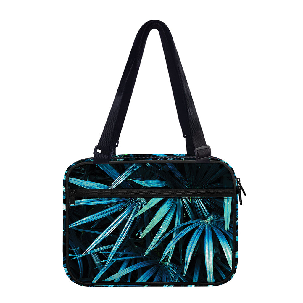 Turquoise Tropical Leaves Print Double Strap Bible Bag