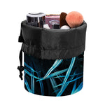 Turquoise Tropical Leaves Print Drawstring Makeup Bag