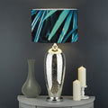 Turquoise Tropical Leaves Print Drum Lamp Shade