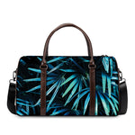 Turquoise Tropical Leaves Print Duffle Bag