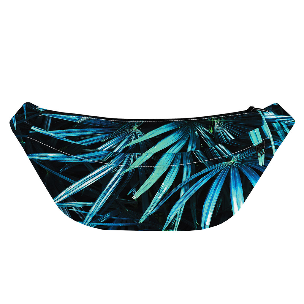 Turquoise Tropical Leaves Print Fanny Pack