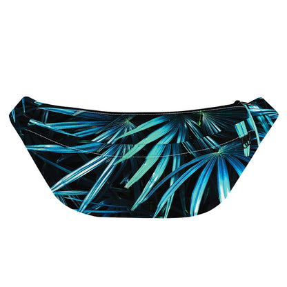 Turquoise Tropical Leaves Print Fanny Pack