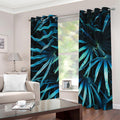 Turquoise Tropical Leaves Print Grommet Curtains