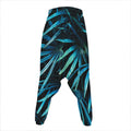 Turquoise Tropical Leaves Print Hammer Pants