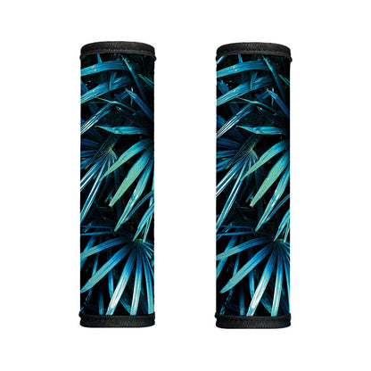 Turquoise Tropical Leaves Print Handle Covers