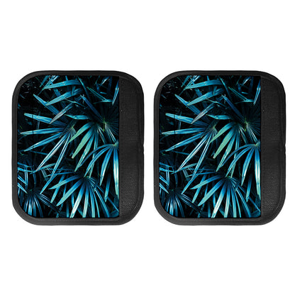 Turquoise Tropical Leaves Print Handle Covers