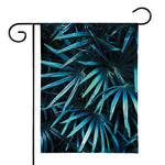 Turquoise Tropical Leaves Print House Flag