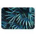Turquoise Tropical Leaves Print Indoor Door Mat