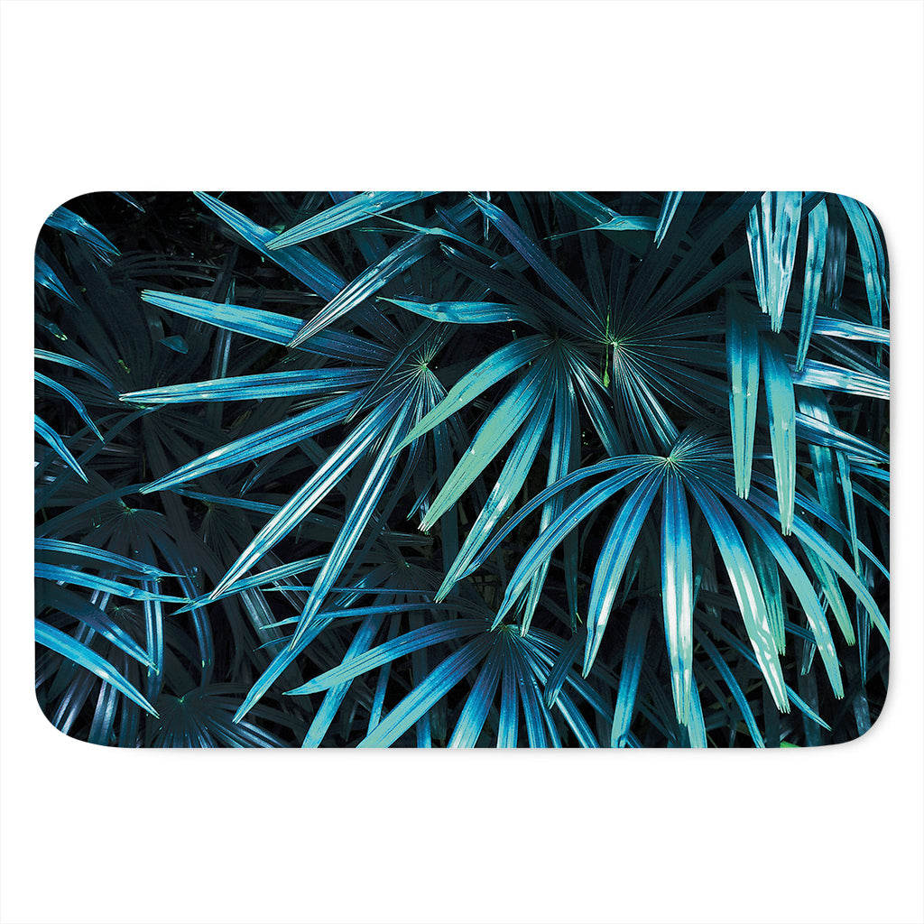 Turquoise Tropical Leaves Print Indoor Door Mat