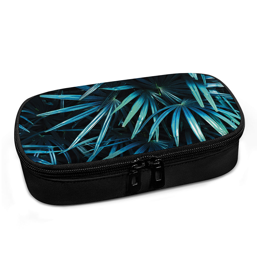 Turquoise Tropical Leaves Print Insulin Cooler Travel Case