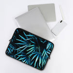 Turquoise Tropical Leaves Print Laptop Sleeve