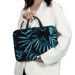 Turquoise Tropical Leaves Print Laptop Sleeve With Handle