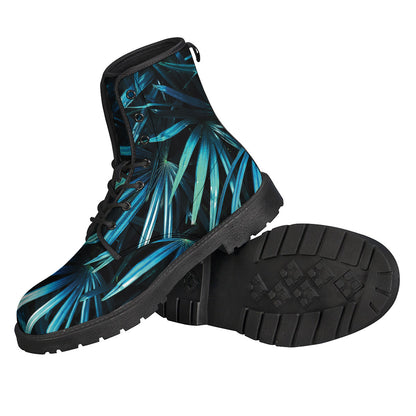 Turquoise Tropical Leaves Print Backpack