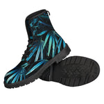 Turquoise Tropical Leaves Print Backpack